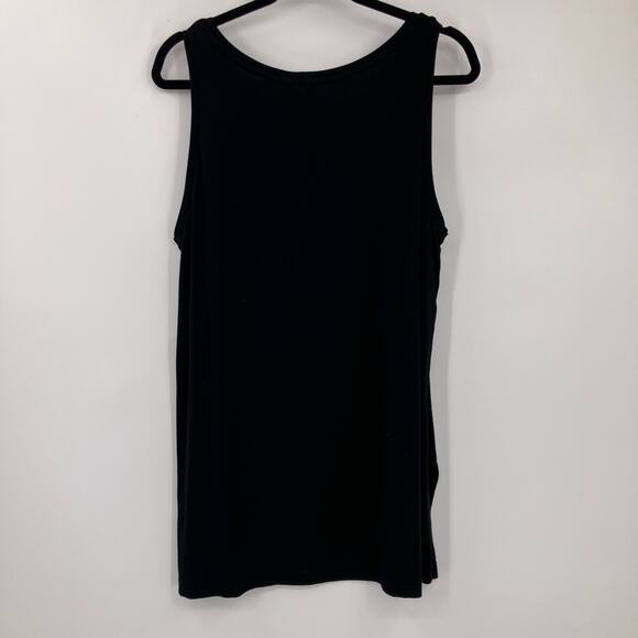Paraphrase Black Basic Side Slit Loose Fit Lightweight Sleeveless Tank Top Shirt - Picture 3 of 5